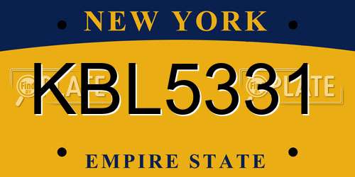 KBL5331 New York License Plate
