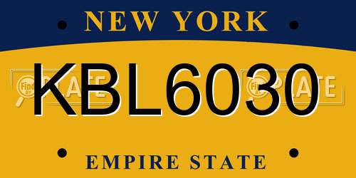 KBL6030 New York License Plate