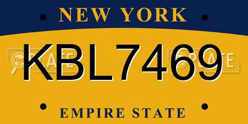 KBL7469 New York License Plate