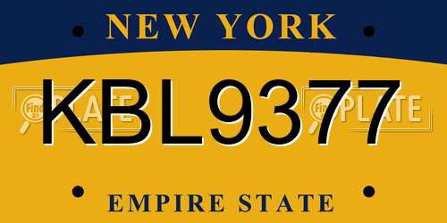 KBL9377 New York License Plate