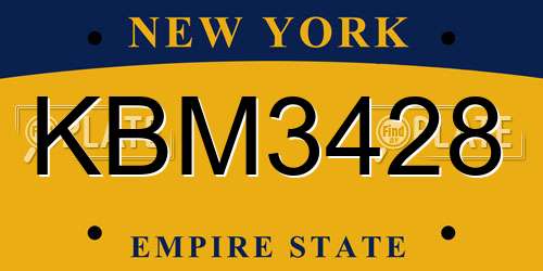 KBM3428 New York License Plate