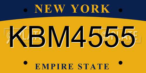 KBM4555 New York License Plate