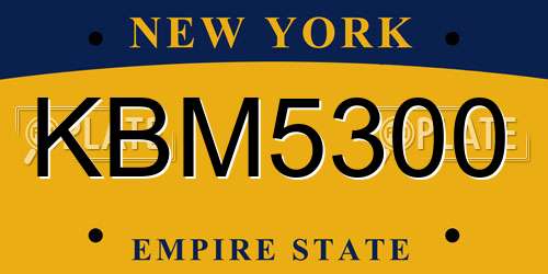 KBM5300 New York License Plate