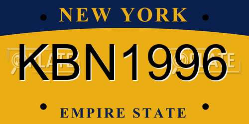 KBN1996 New York License Plate