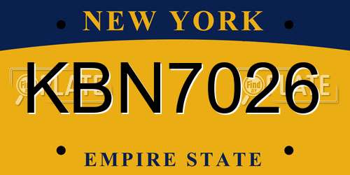 KBN7026 New York License Plate