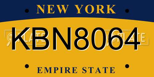 KBN8064 New York License Plate