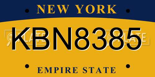 KBN8385 New York License Plate