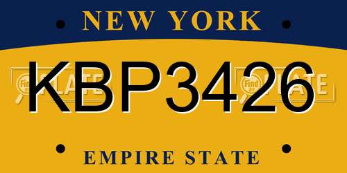 KBP3426 New York License Plate