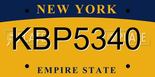 KBP5340 New York License Plate