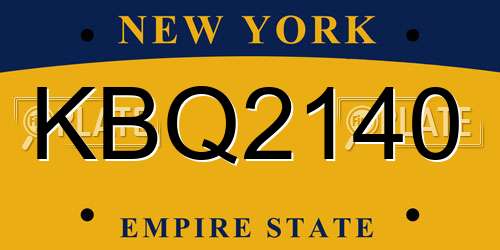 KBQ2140 New York License Plate