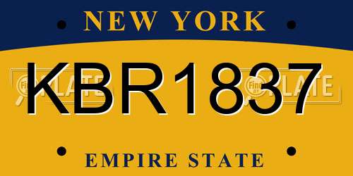 KBR1837 New York License Plate