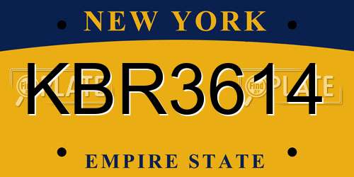 KBR3614 New York License Plate