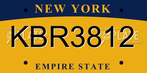 KBR3812 New York License Plate