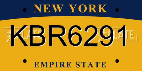 KBR6291 New York License Plate