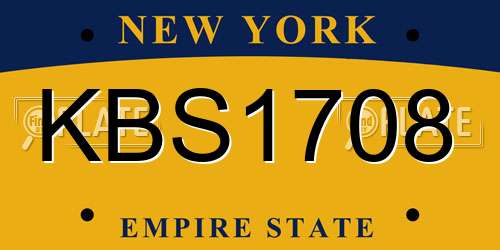 KBS1708 New York License Plate