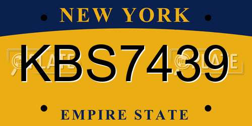 KBS7439 New York License Plate