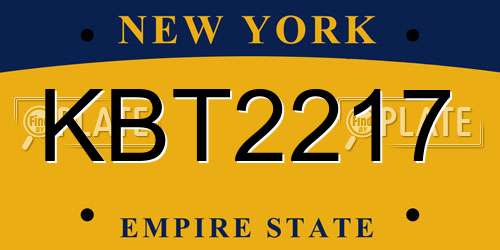 KBT2217 New York License Plate