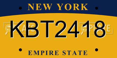 KBT2418 New York License Plate