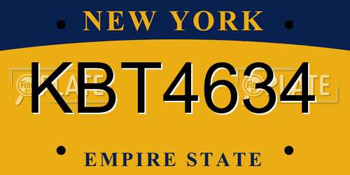 KBT4634 New York License Plate
