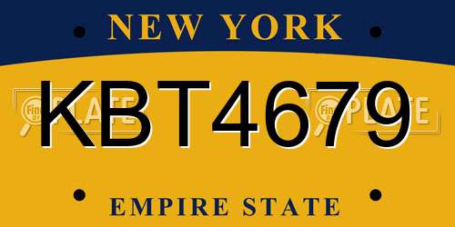 KBT4679 New York License Plate