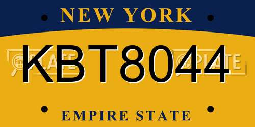 KBT8044 New York License Plate