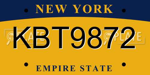 KBT9872 New York License Plate