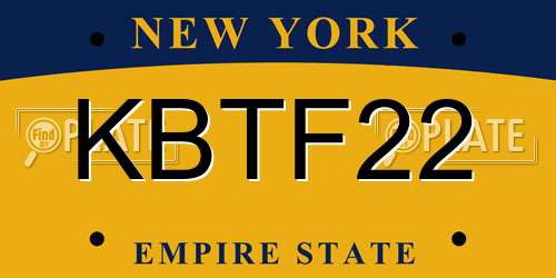 KBTF22 New York License Plate