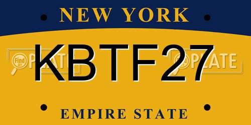 KBTF27 New York License Plate