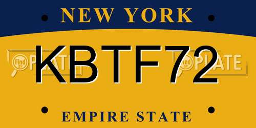 KBTF72 New York License Plate