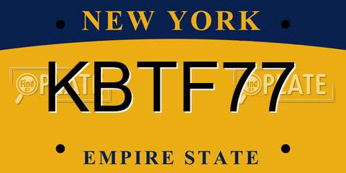 KBTF77 New York License Plate