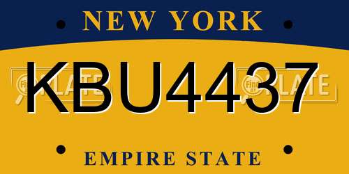 KBU4437 New York License Plate