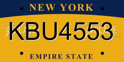 KBU4553 New York License Plate