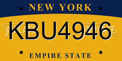 KBU4946 New York License Plate