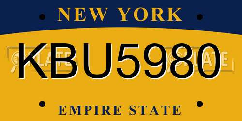 KBU5980 New York License Plate