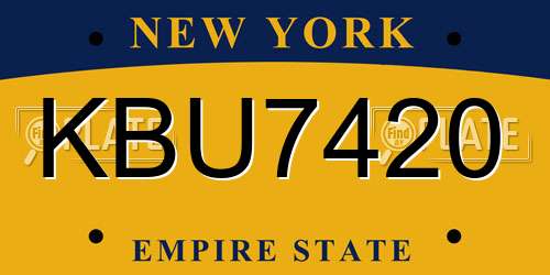 KBU7420 New York License Plate