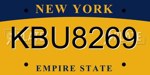 KBU8269 New York License Plate