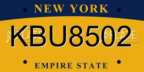 KBU8502 New York License Plate