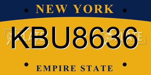 KBU8636 New York License Plate