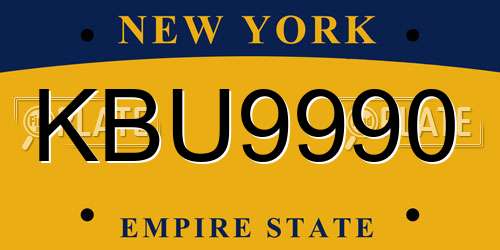 KBU9990 New York License Plate