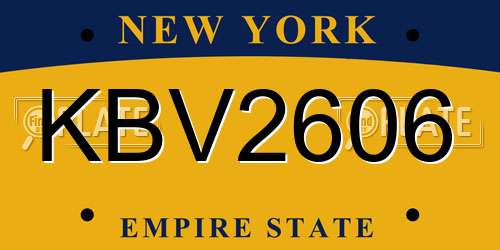 KBV2606 New York License Plate