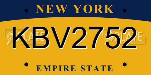 KBV2752 New York License Plate