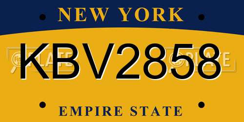 KBV2858 New York License Plate