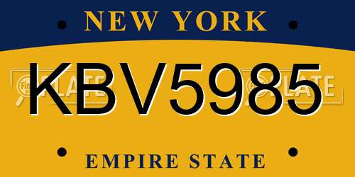 KBV5985 New York License Plate