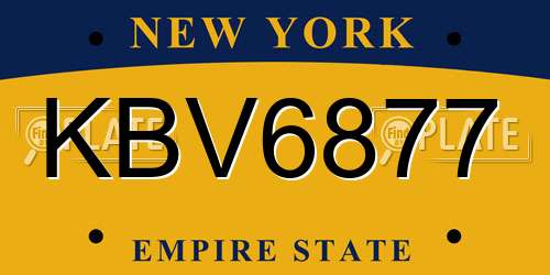 KBV6877 New York License Plate