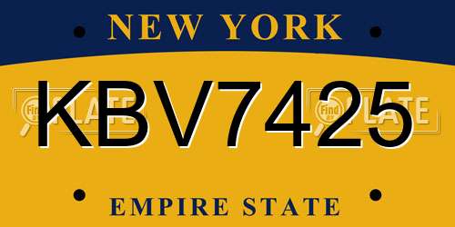 KBV7425 New York License Plate