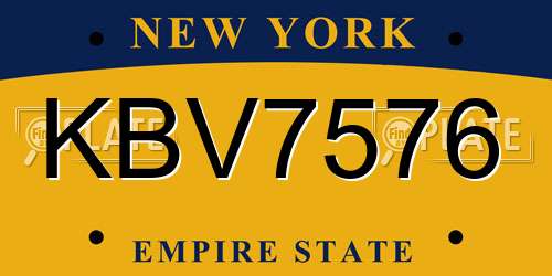 KBV7576 New York License Plate