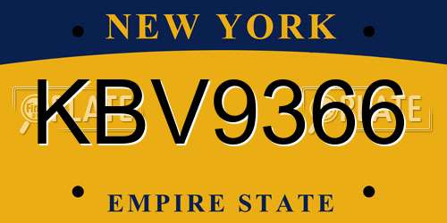 KBV9366 New York License Plate