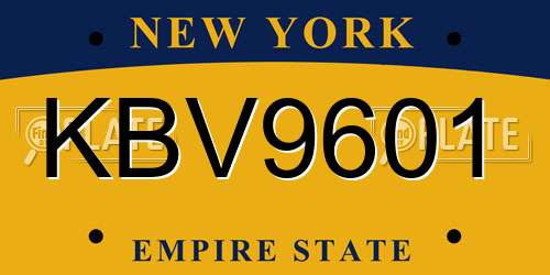 KBV9601 New York License Plate