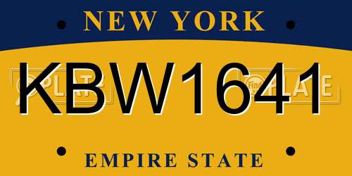 KBW1641 New York License Plate