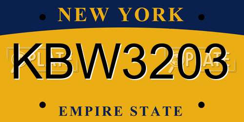 KBW3203 New York License Plate